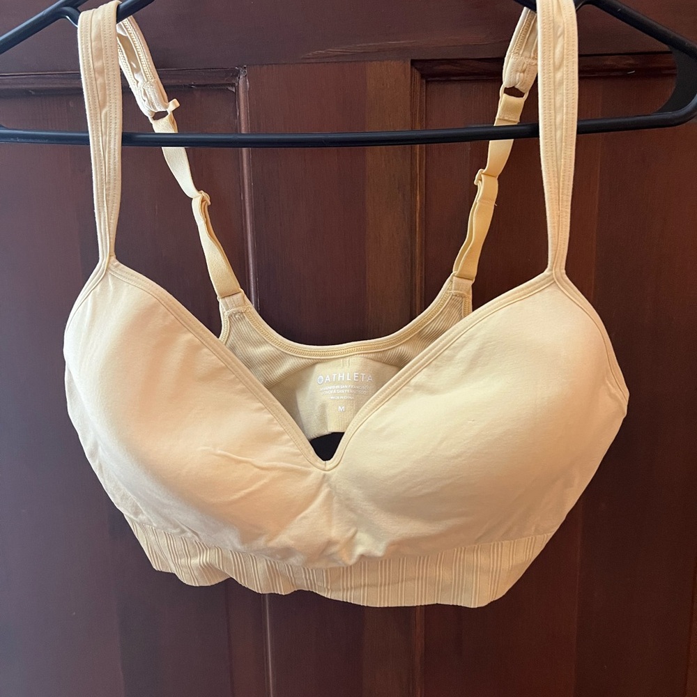 Athleta light yellow Sports Bra with Adjustable Straps
